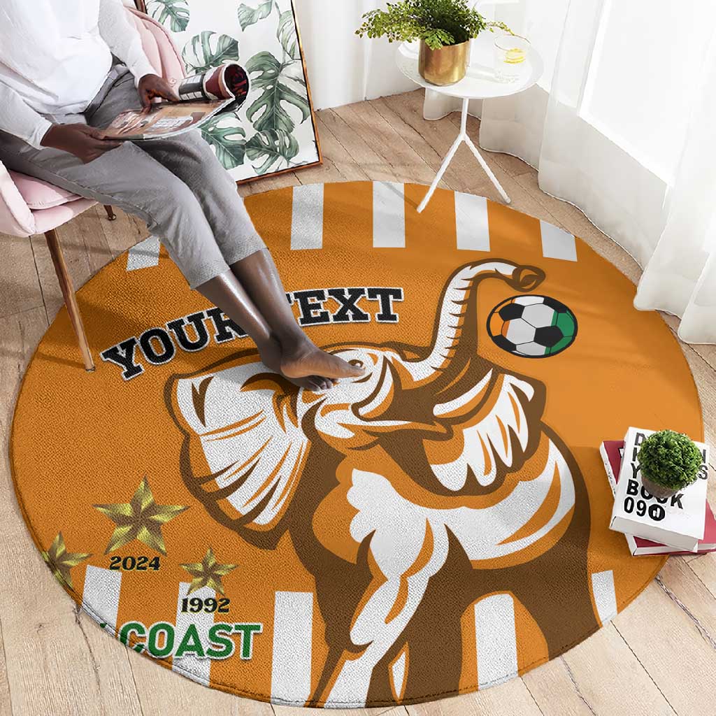 Custom Ivory Coast Football Round Carpet Les Elephants 3rd Champions Proud LT14