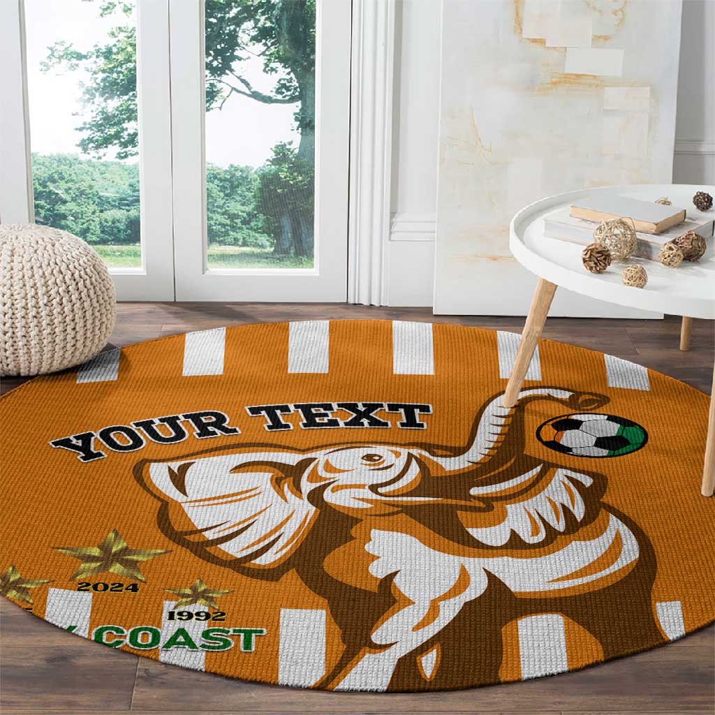 Custom Ivory Coast Football Round Carpet Les Elephants 3rd Champions Proud LT14