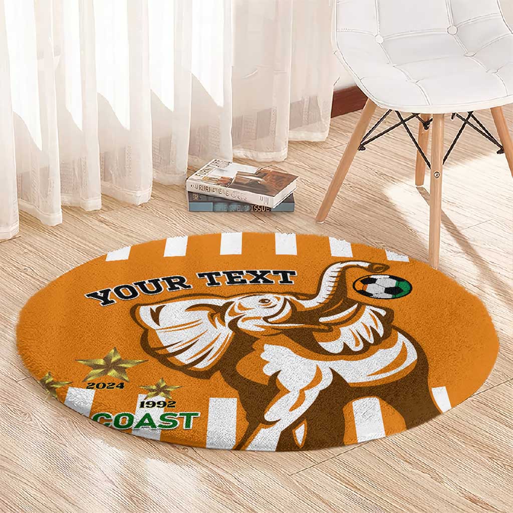Custom Ivory Coast Football Round Carpet Les Elephants 3rd Champions Proud LT14