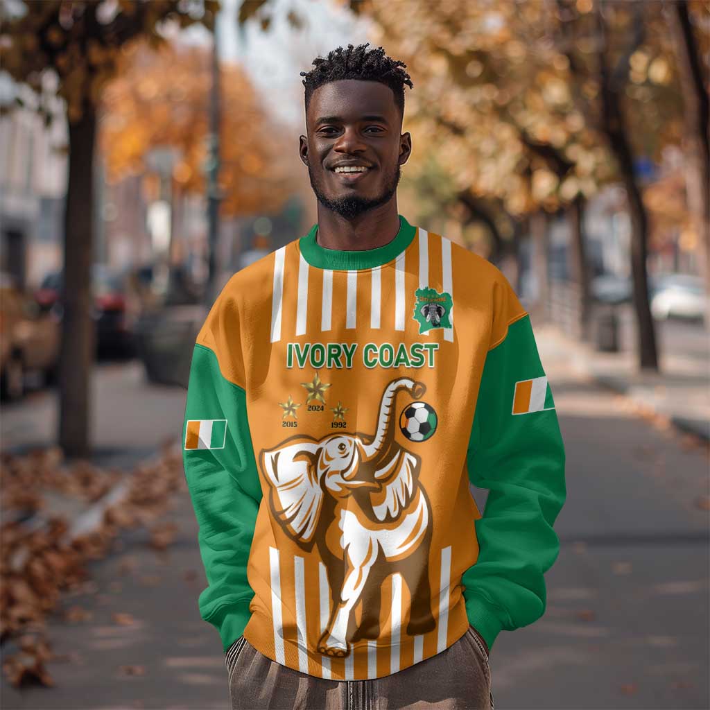 Custom Ivory Coast Football Sweatshirt Les Elephants 3rd Champions Proud LT14