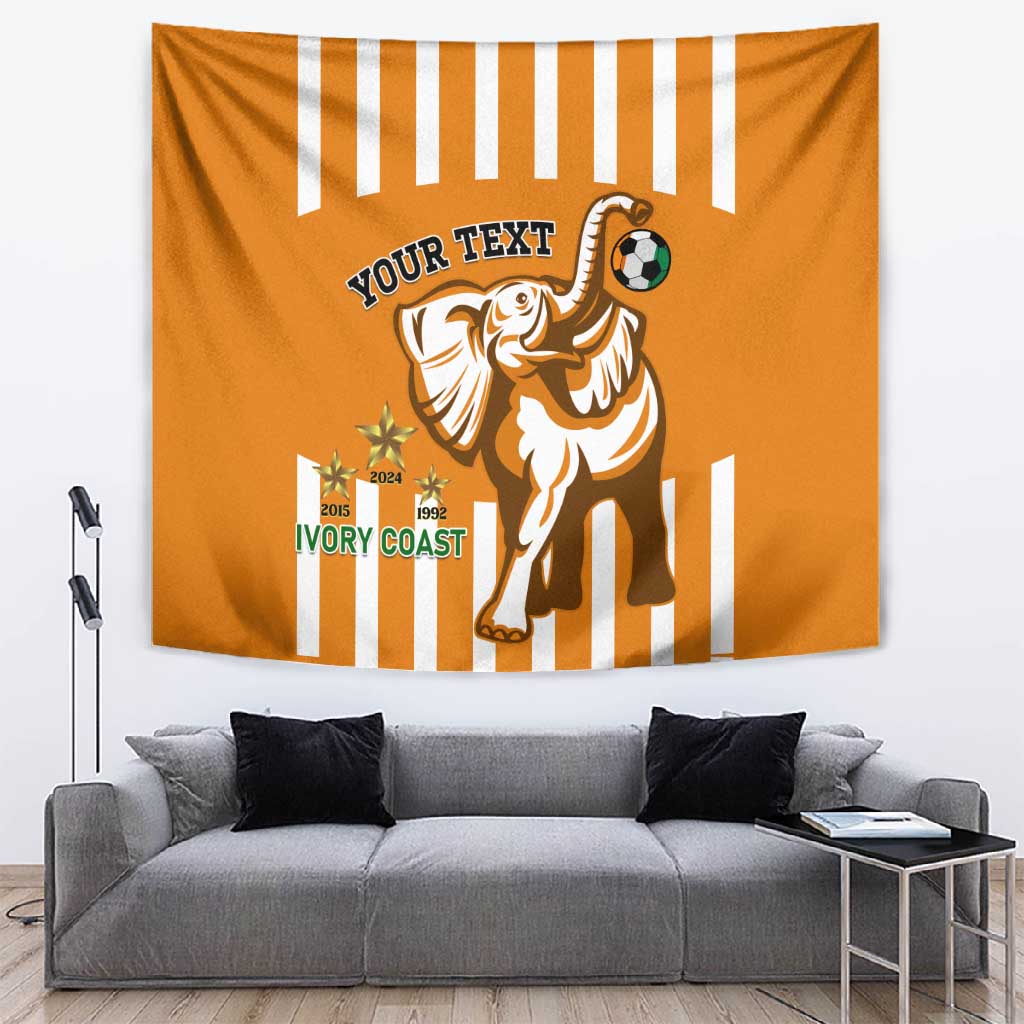 Custom Ivory Coast Football Tapestry Les Elephants 3rd Champions Proud LT14
