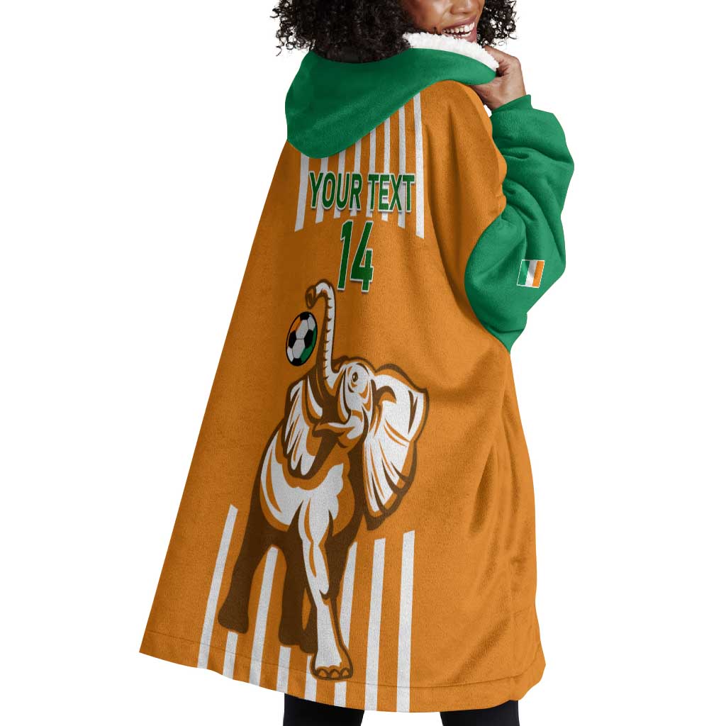 Custom Ivory Coast Football Wearable Blanket Hoodie Les Elephants 3rd Champions Proud LT14