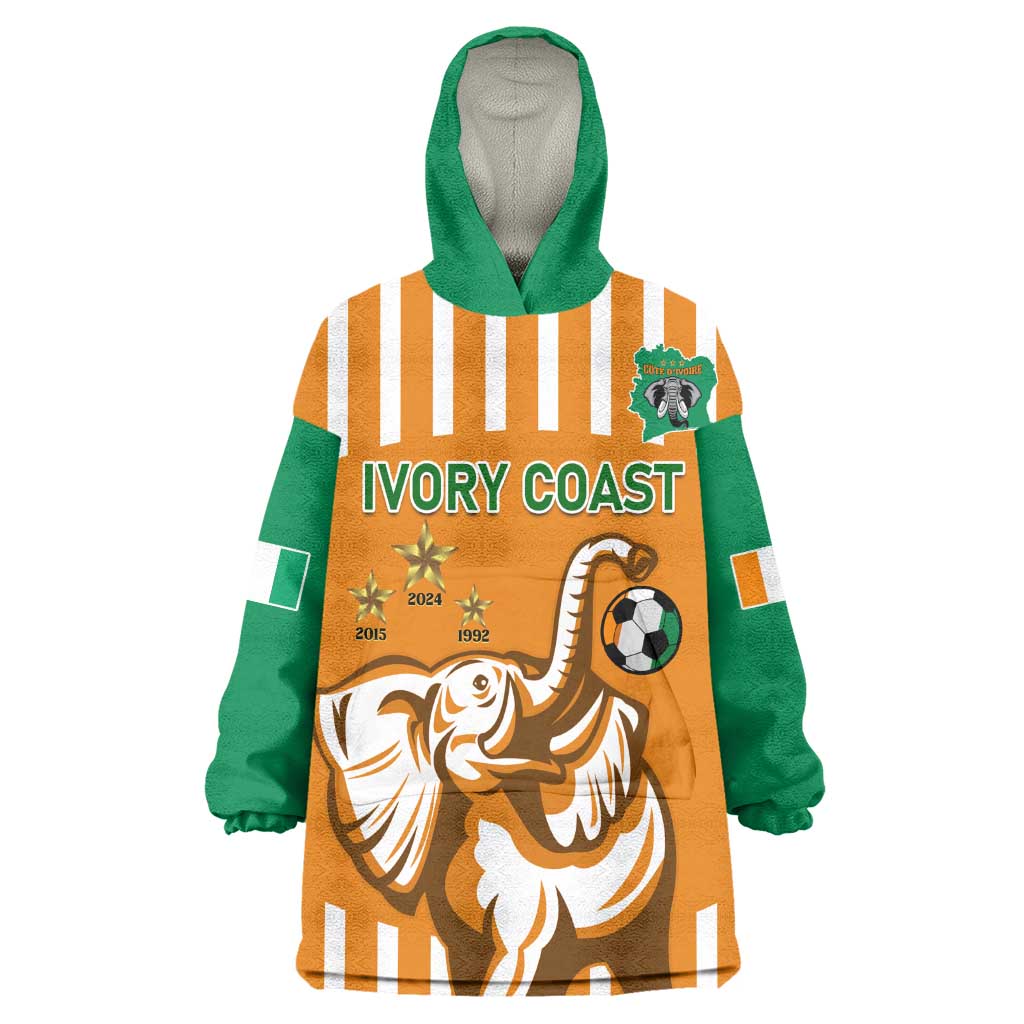 Custom Ivory Coast Football Wearable Blanket Hoodie Les Elephants 3rd Champions Proud LT14