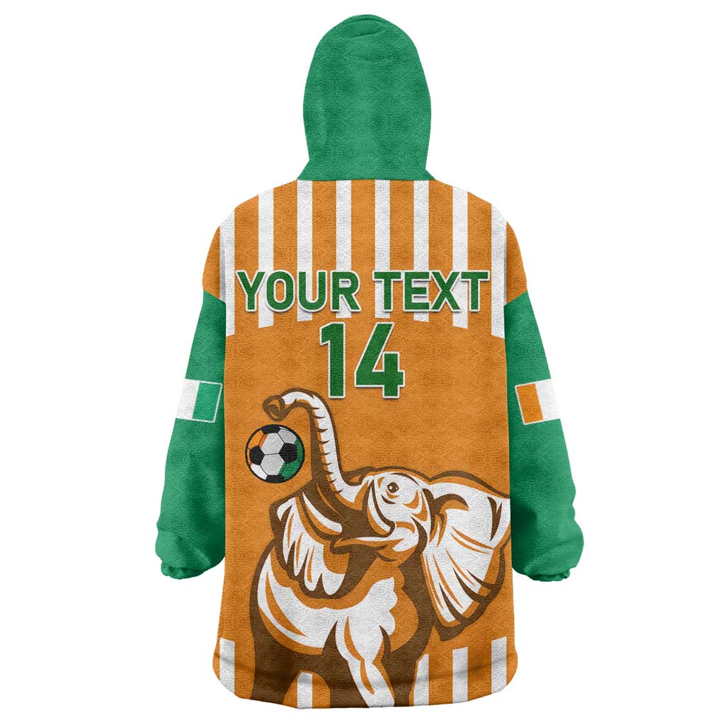 Custom Ivory Coast Football Wearable Blanket Hoodie Les Elephants 3rd Champions Proud LT14