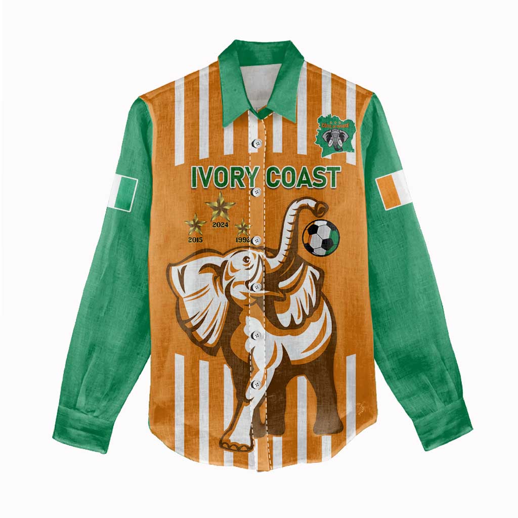 Custom Ivory Coast Football Women Casual Shirt Les Elephants 3rd Champions Proud LT14