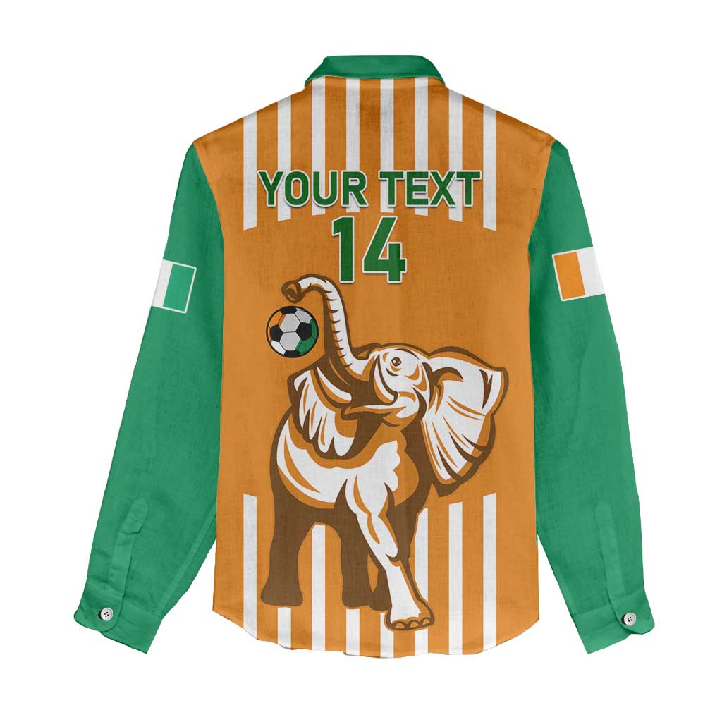 Custom Ivory Coast Football Women Casual Shirt Les Elephants 3rd Champions Proud LT14