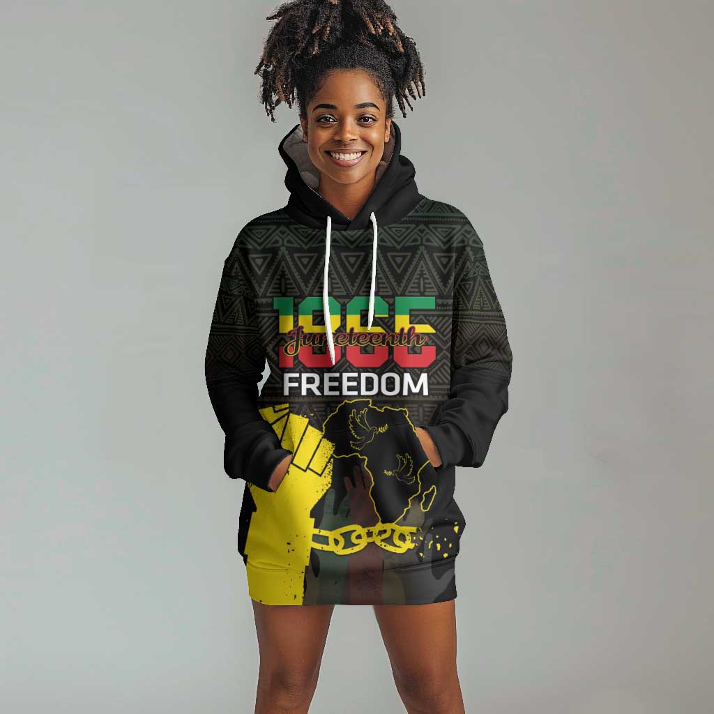 Juneteenth Freedom Day Hoodie Dress 1865 Black Independence African Pattern LT14