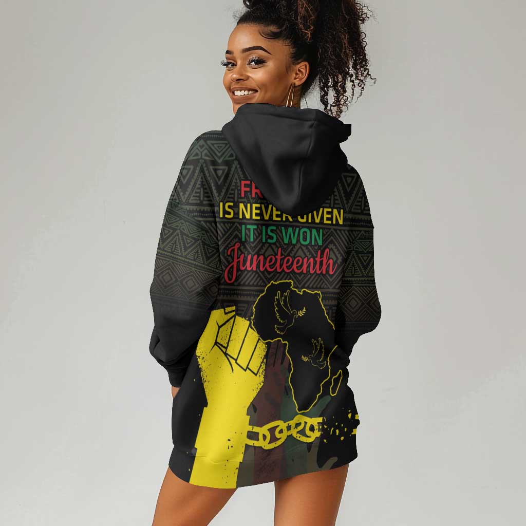 Juneteenth Freedom Day Hoodie Dress 1865 Black Independence African Pattern LT14