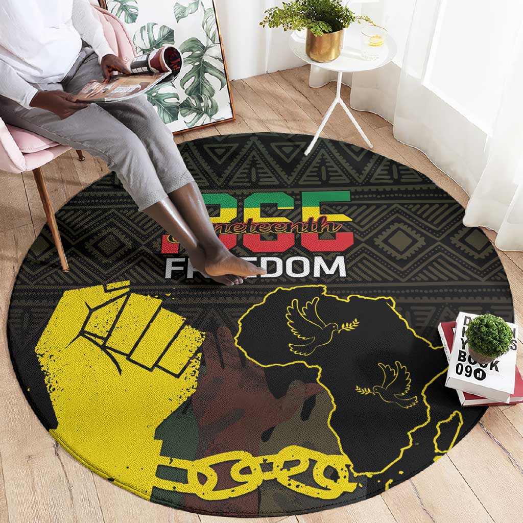 Juneteenth Freedom Day Round Carpet 1865 Black Independence African Pattern LT14