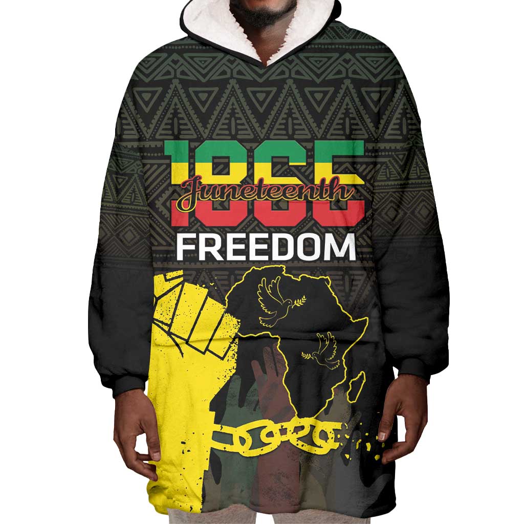 Juneteenth Freedom Day Wearable Blanket Hoodie 1865 Black Independence African Pattern LT14