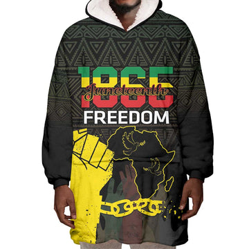 Juneteenth Freedom Day Wearable Blanket Hoodie 1865 Black Independence African Pattern LT14