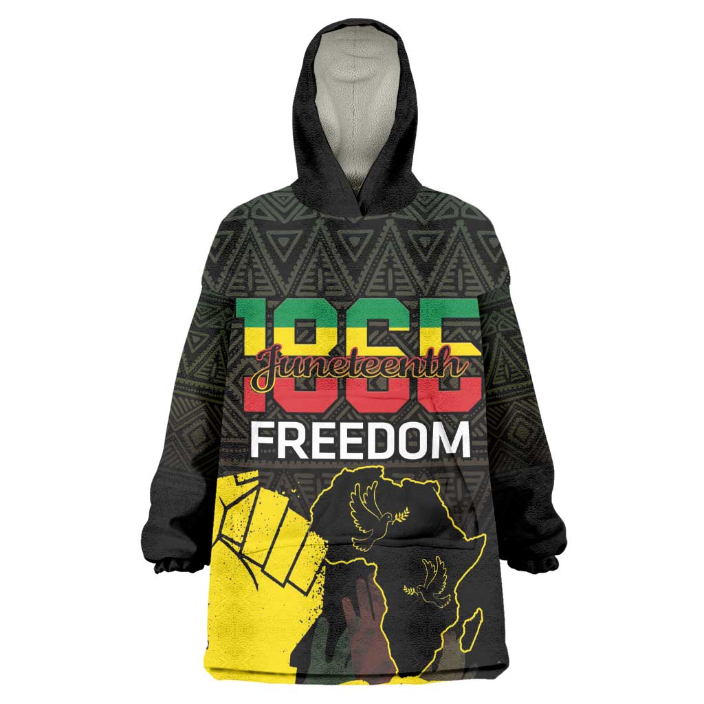 Juneteenth Freedom Day Wearable Blanket Hoodie 1865 Black Independence African Pattern LT14