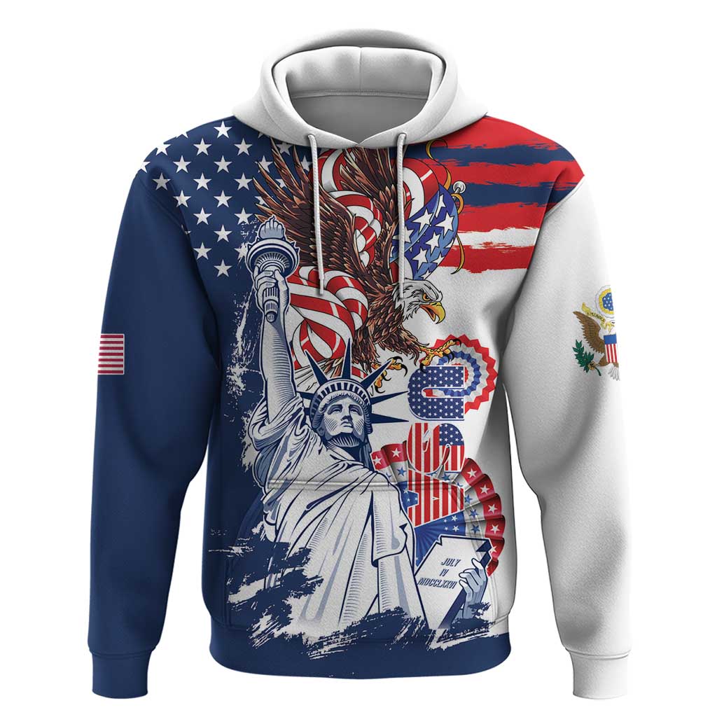 United States 4th Of July Hoodie USA Eagle Statue Of Librerty LT14