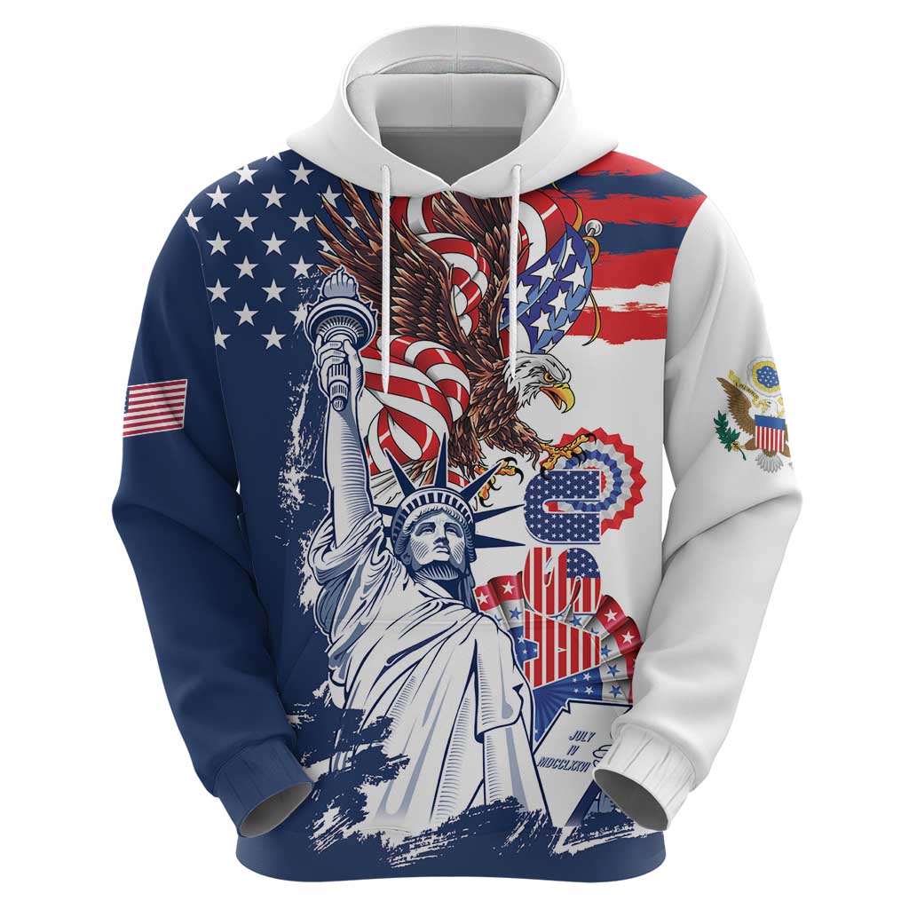 United States 4th Of July Hoodie USA Eagle Statue Of Librerty LT14