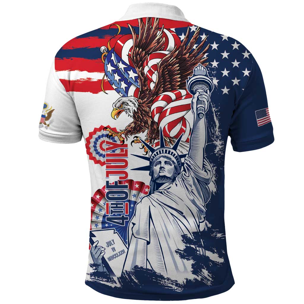 United States 4th Of July Polo Shirt USA Eagle Statue Of Librerty LT14