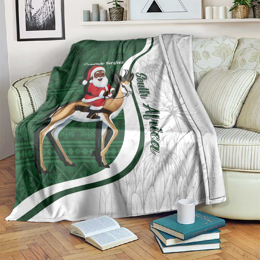South Africa Christmas In July Blanket Geseende Kersfees Springbok Black Santa LT14