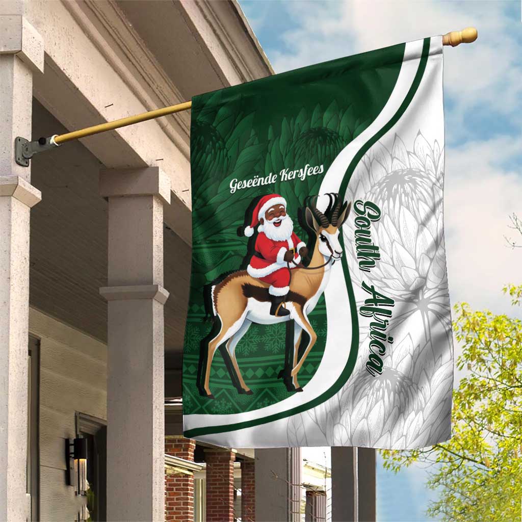 South Africa Christmas In July Garden Flag Geseende Kersfees Springbok Black Santa LT14