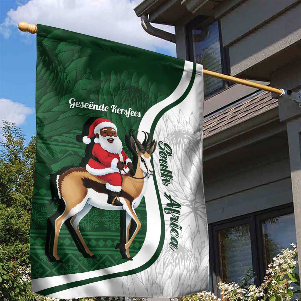 South Africa Christmas In July Garden Flag Geseende Kersfees Springbok Black Santa LT14