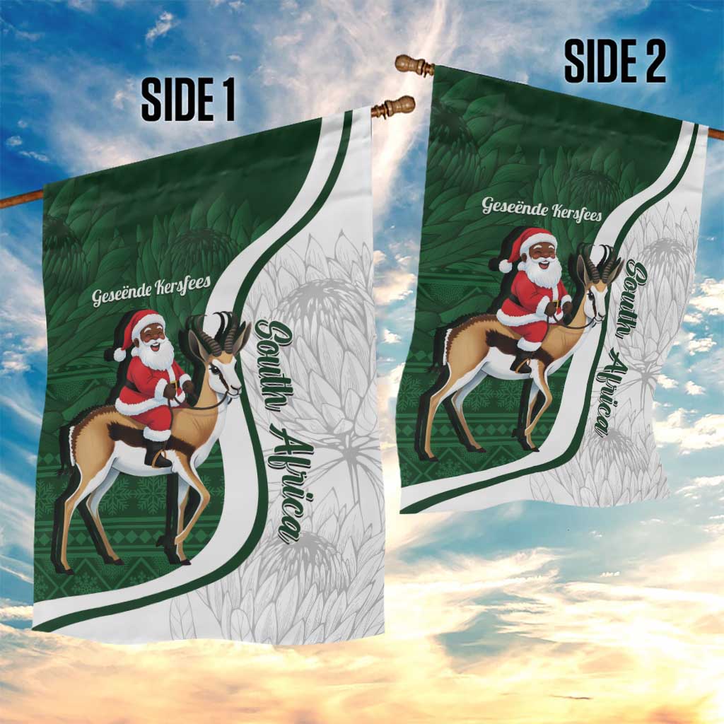 South Africa Christmas In July Garden Flag Geseende Kersfees Springbok Black Santa LT14