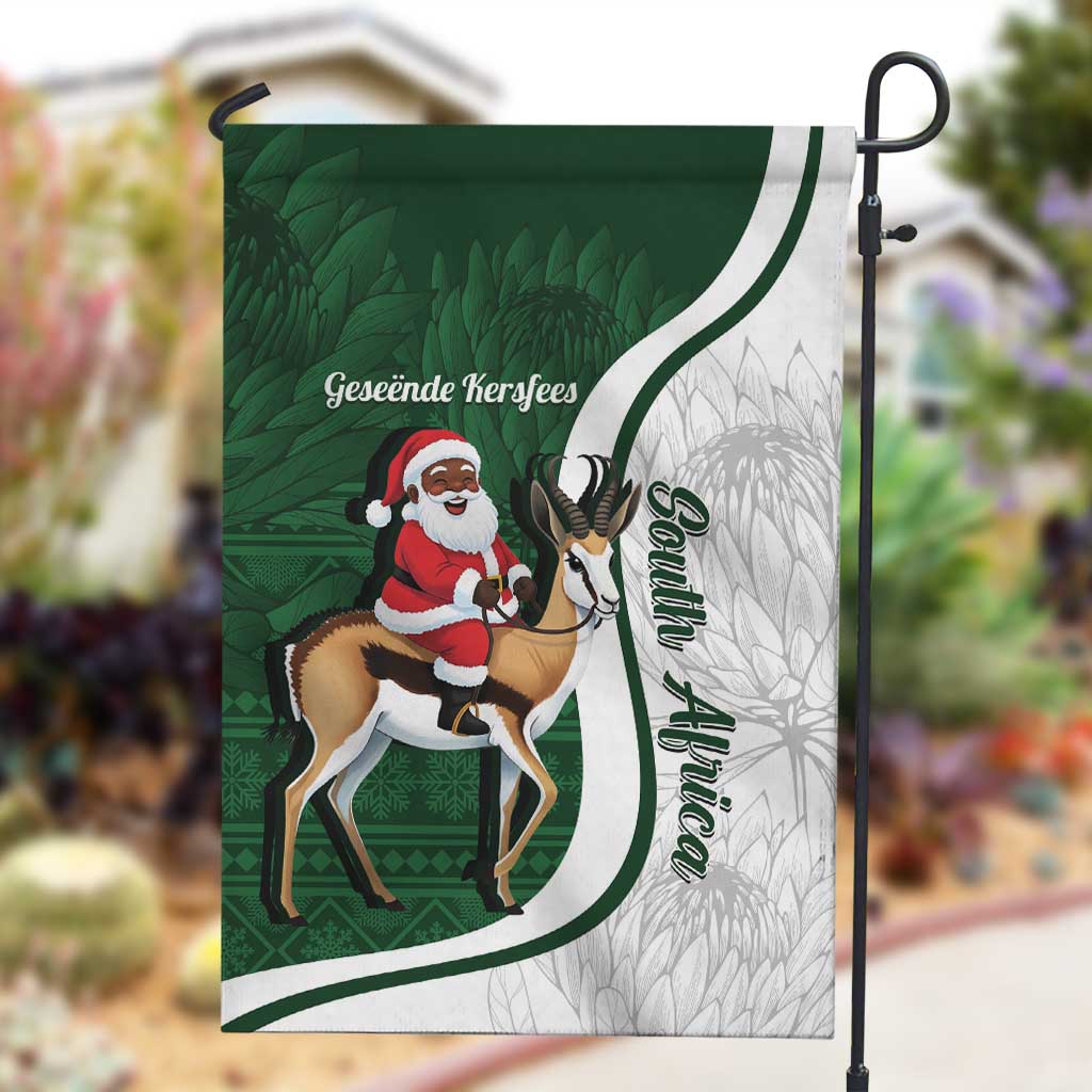 South Africa Christmas In July Garden Flag Geseende Kersfees Springbok Black Santa LT14