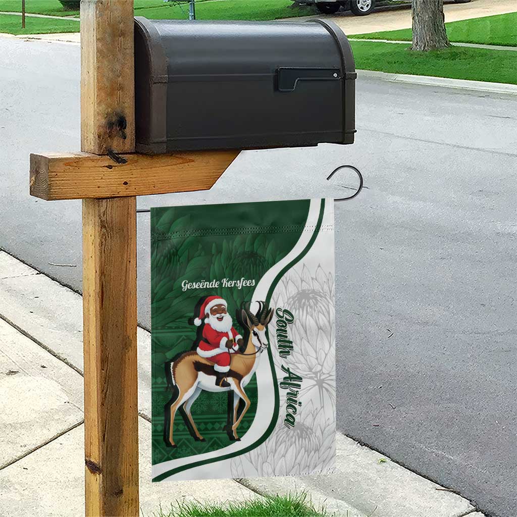 South Africa Christmas In July Garden Flag Geseende Kersfees Springbok Black Santa LT14