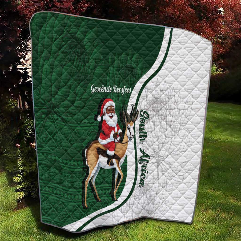 South Africa Christmas In July Quilt Geseende Kersfees Springbok Black Santa LT14
