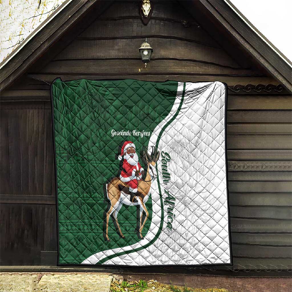 South Africa Christmas In July Quilt Geseende Kersfees Springbok Black Santa LT14