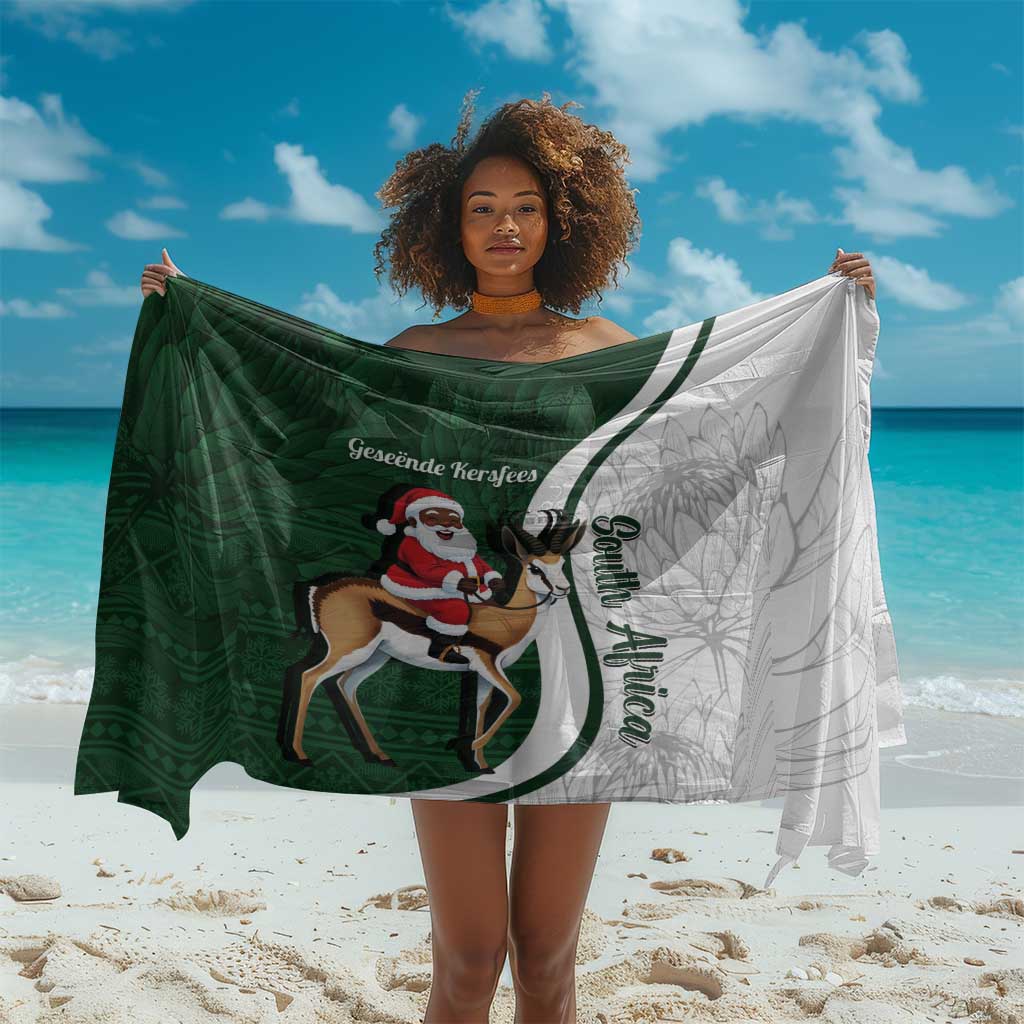 South Africa Christmas In July Sarong Geseende Kersfees Springbok Black Santa LT14