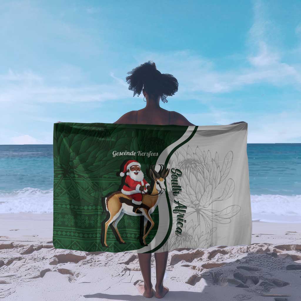 South Africa Christmas In July Sarong Geseende Kersfees Springbok Black Santa LT14