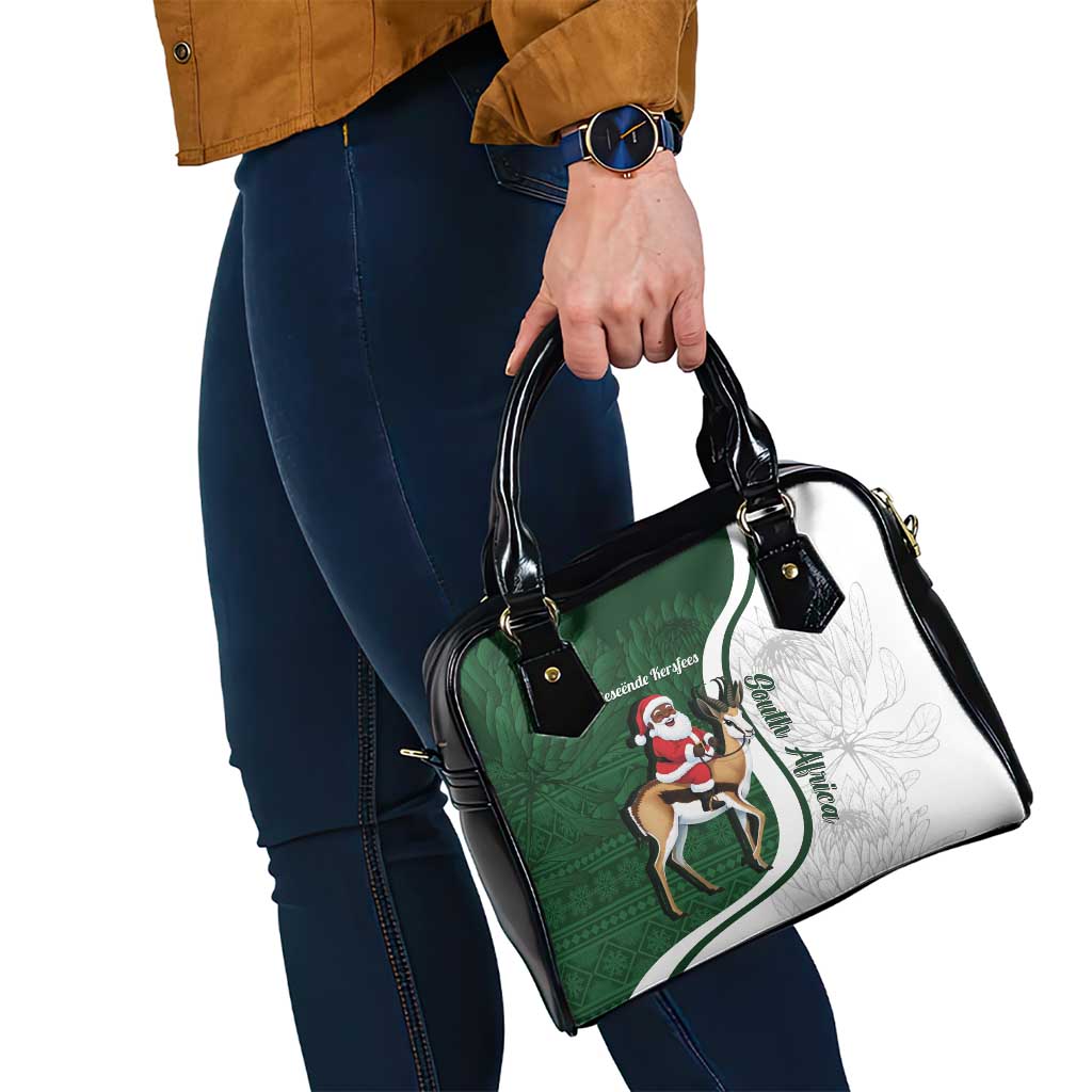 South Africa Christmas In July Shoulder Handbag Geseende Kersfees Springbok Black Santa LT14