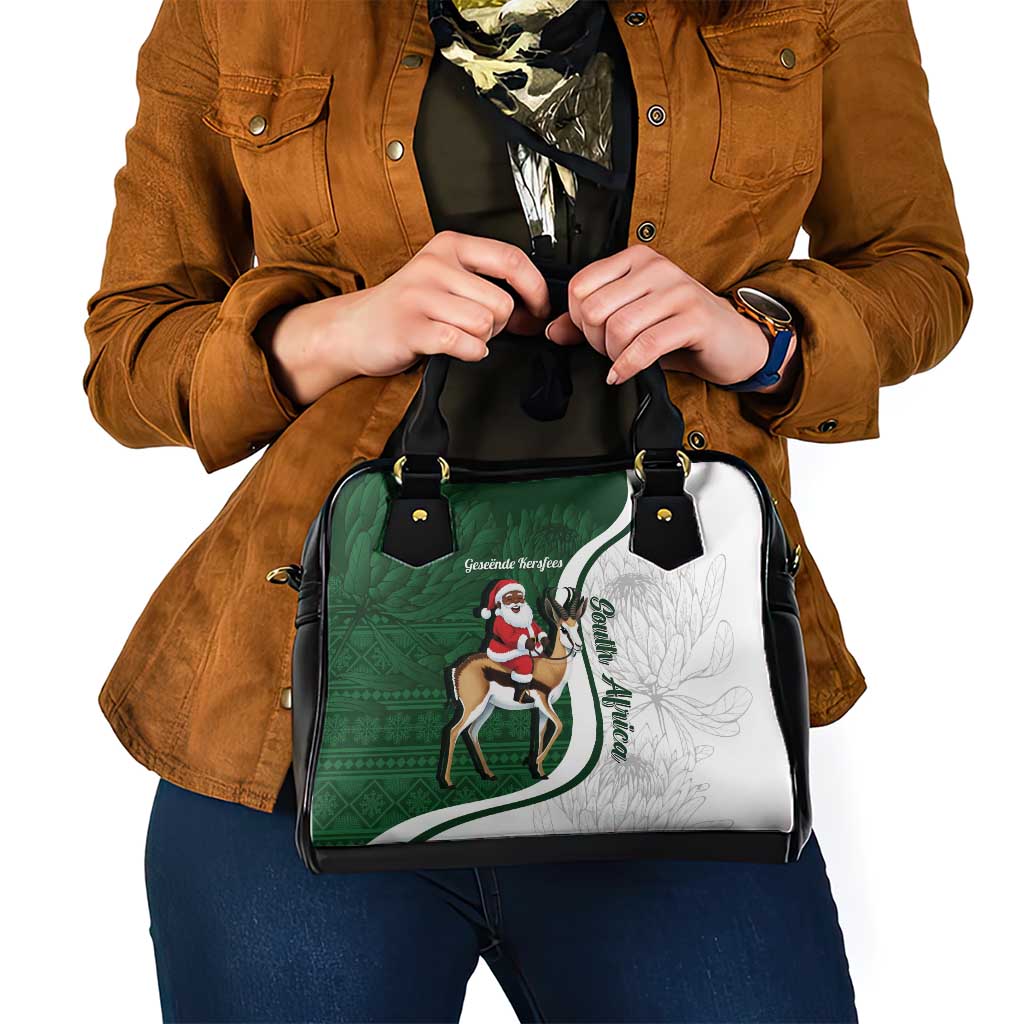 South Africa Christmas In July Shoulder Handbag Geseende Kersfees Springbok Black Santa LT14