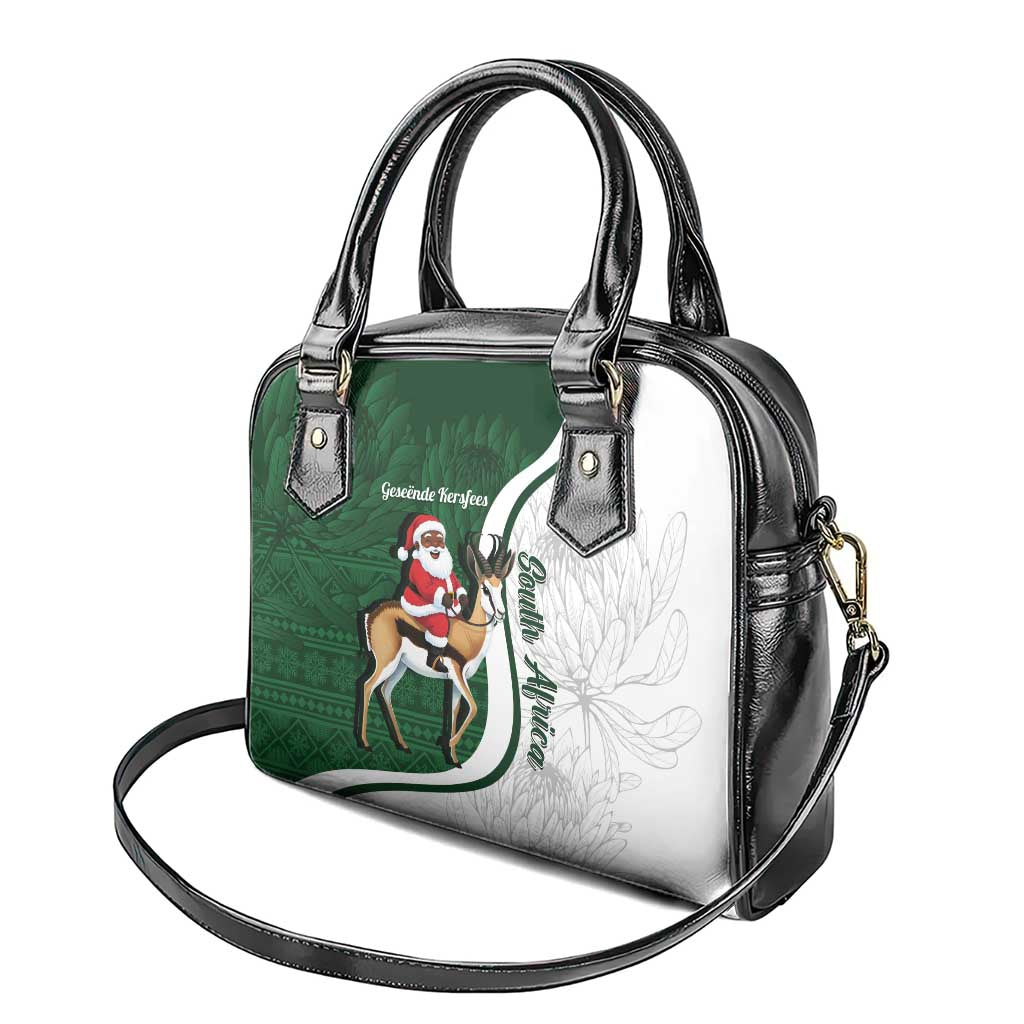 South Africa Christmas In July Shoulder Handbag Geseende Kersfees Springbok Black Santa LT14