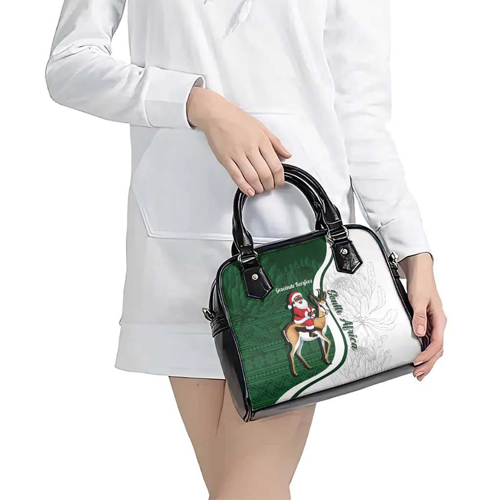 South Africa Christmas In July Shoulder Handbag Geseende Kersfees Springbok Black Santa LT14