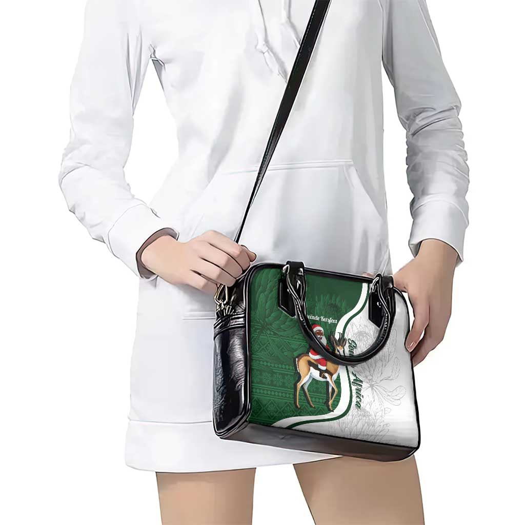 South Africa Christmas In July Shoulder Handbag Geseende Kersfees Springbok Black Santa LT14