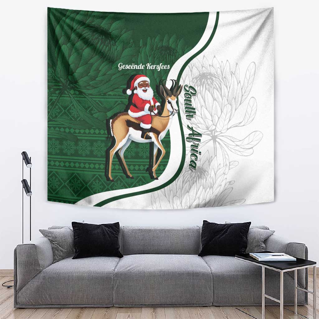 South Africa Christmas In July Tapestry Geseende Kersfees Springbok Black Santa LT14