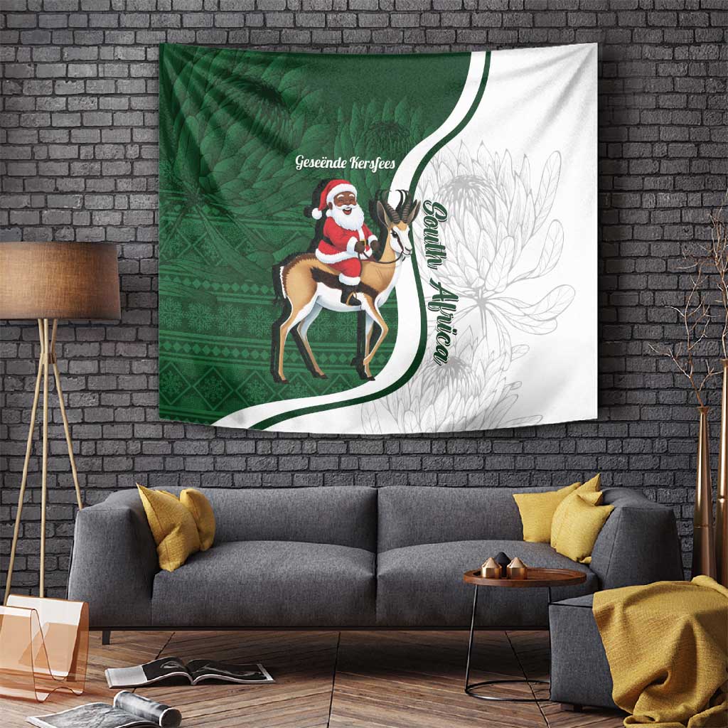 South Africa Christmas In July Tapestry Geseende Kersfees Springbok Black Santa LT14