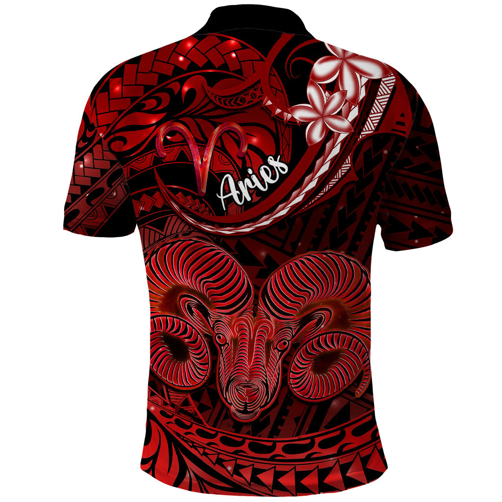 Polynesian Pride Aries Zodiac Polo Shirt Astrological Sign Tribal Plumeria Red Galaxy LT14
