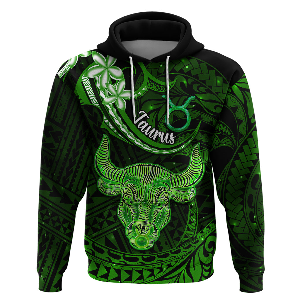 Polynesian Pride Taurus Zodiac Hoodie Astrological Sign Tribal Plumeria Green Galaxy LT14