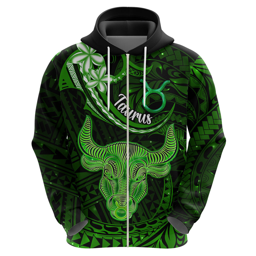 Polynesian Pride Taurus Zodiac Hoodie Astrological Sign Tribal Plumeria Green Galaxy LT14