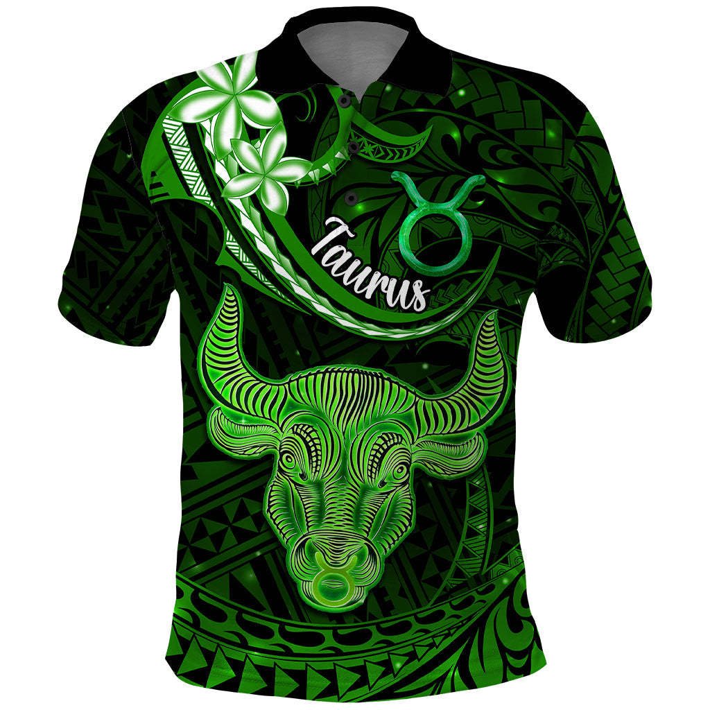 Polynesian Pride Taurus Zodiac Polo Shirt Astrological Sign Tribal Plumeria Green Galaxy LT14