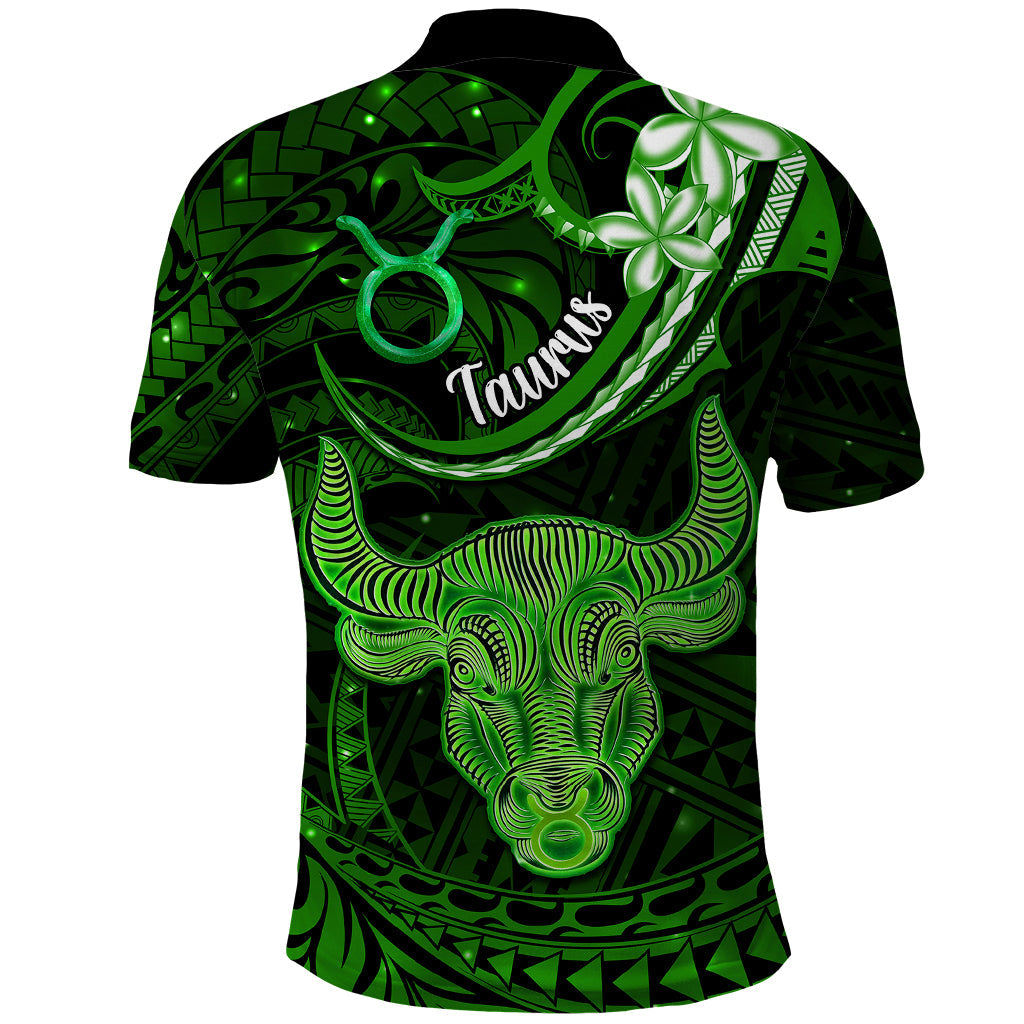 Polynesian Pride Taurus Zodiac Polo Shirt Astrological Sign Tribal Plumeria Green Galaxy LT14