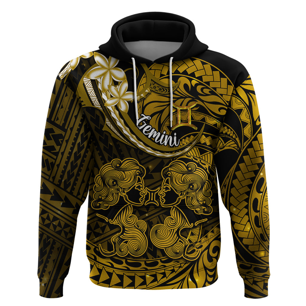 Polynesian Pride Gemini Zodiac Hoodie Astrological Sign Tribal Plumeria Gold Galaxy LT14