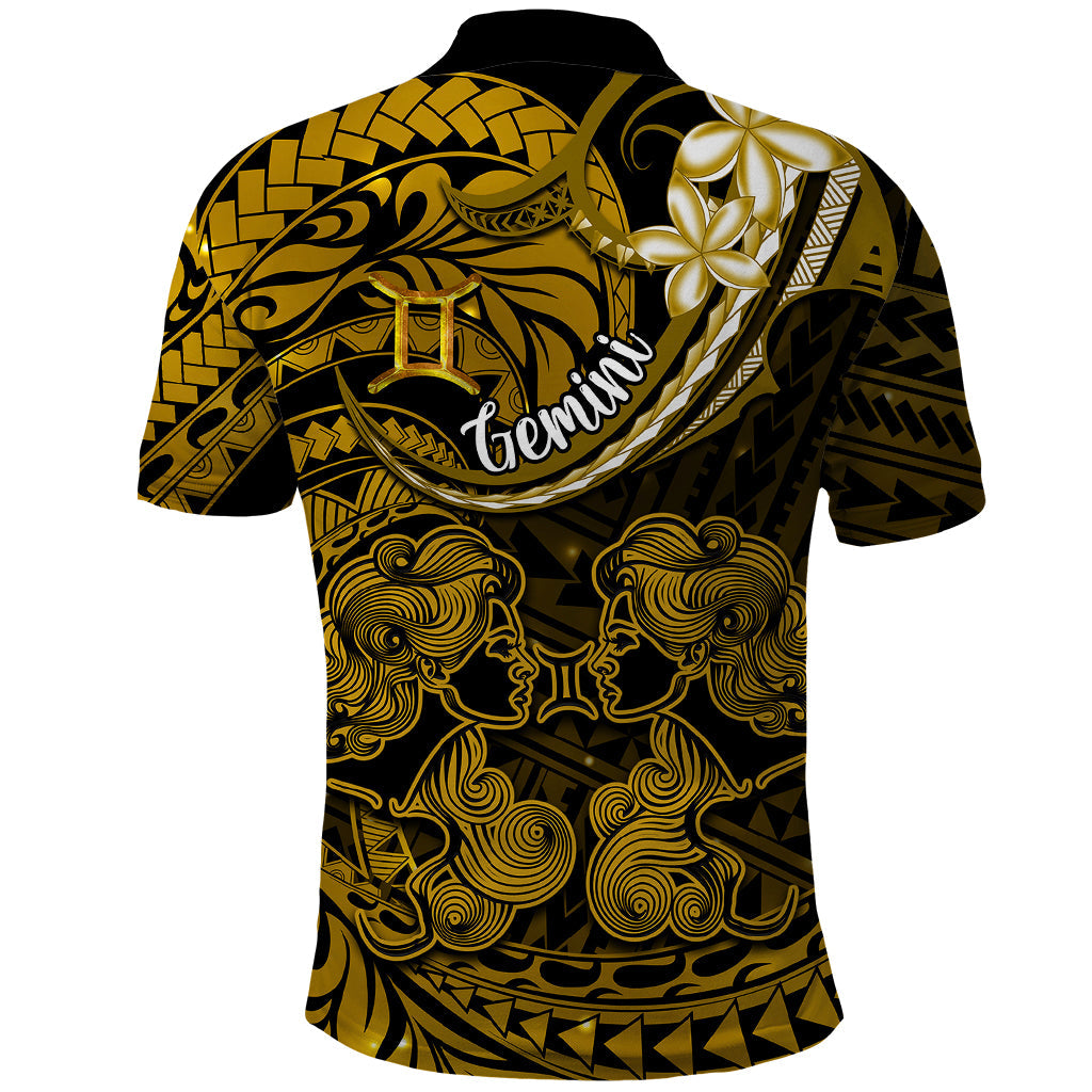 Polynesian Pride Gemini Zodiac Polo Shirt Astrological Sign Tribal Plumeria Gold Galaxy LT14