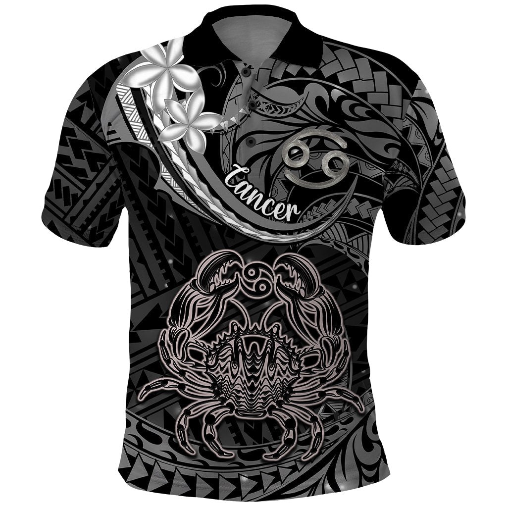 Polynesian Pride Cancer Zodiac Polo Shirt Astrological Sign Tribal Plumeria Grey Galaxy LT14