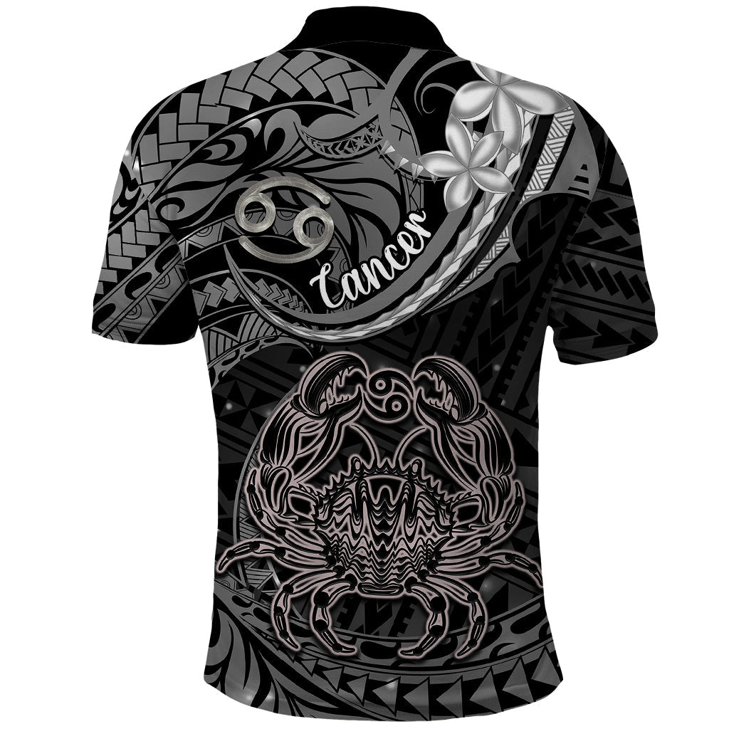 Polynesian Pride Cancer Zodiac Polo Shirt Astrological Sign Tribal Plumeria Grey Galaxy LT14