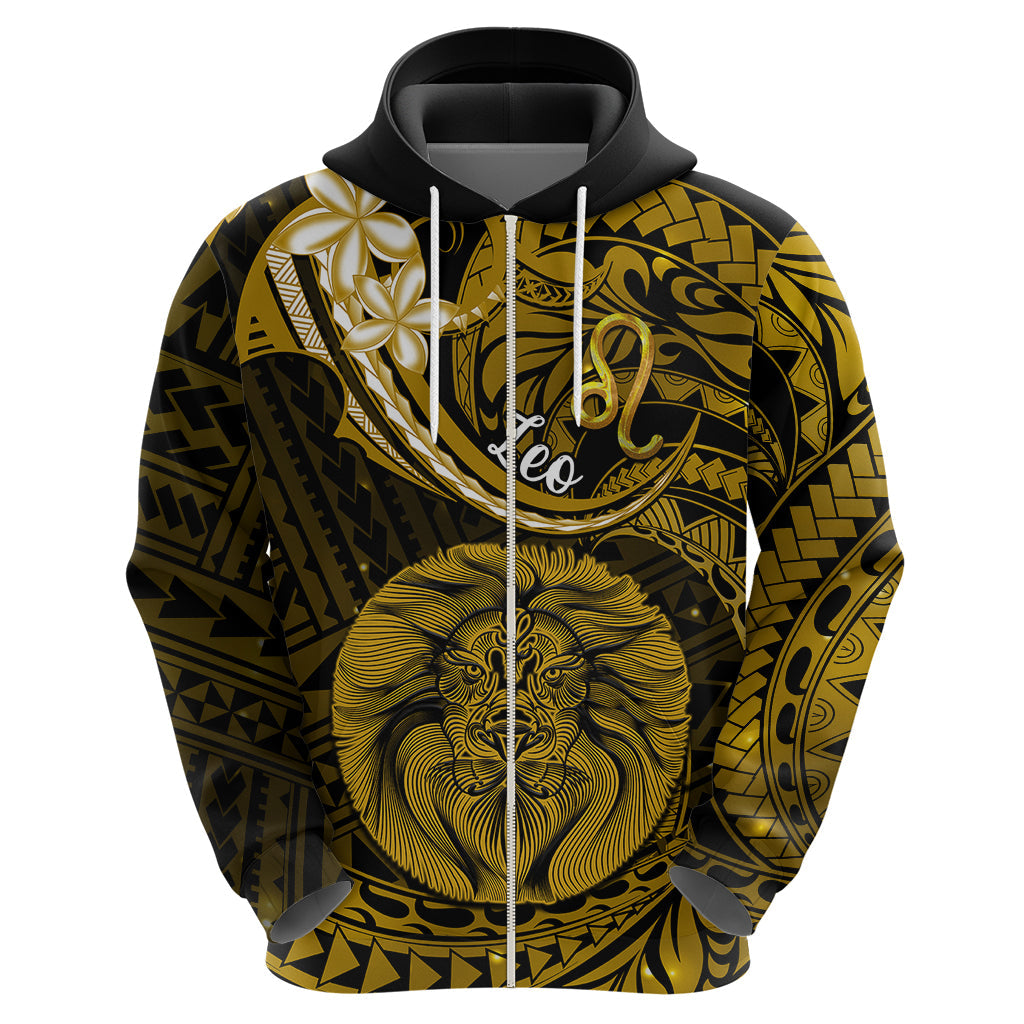 Polynesian Pride Leo Zodiac Hoodie Astrological Sign Tribal Plumeria Gold Galaxy LT14