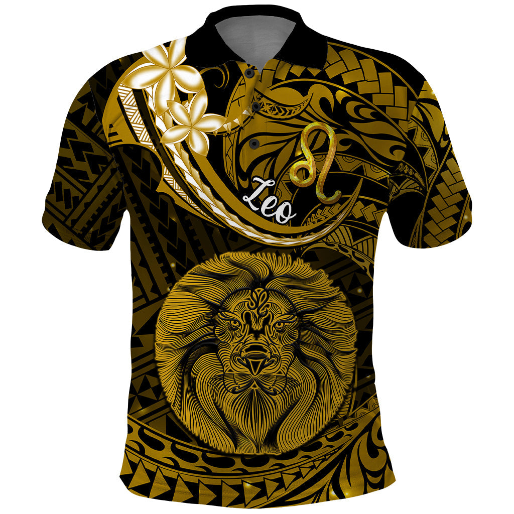 Polynesian Pride Leo Zodiac Polo Shirt Astrological Sign Tribal Plumeria Gold Galaxy LT14