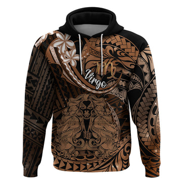 Polynesian Pride Virgo Zodiac Hoodie Astrological Sign Tribal Plumeria Brown Galaxy LT14