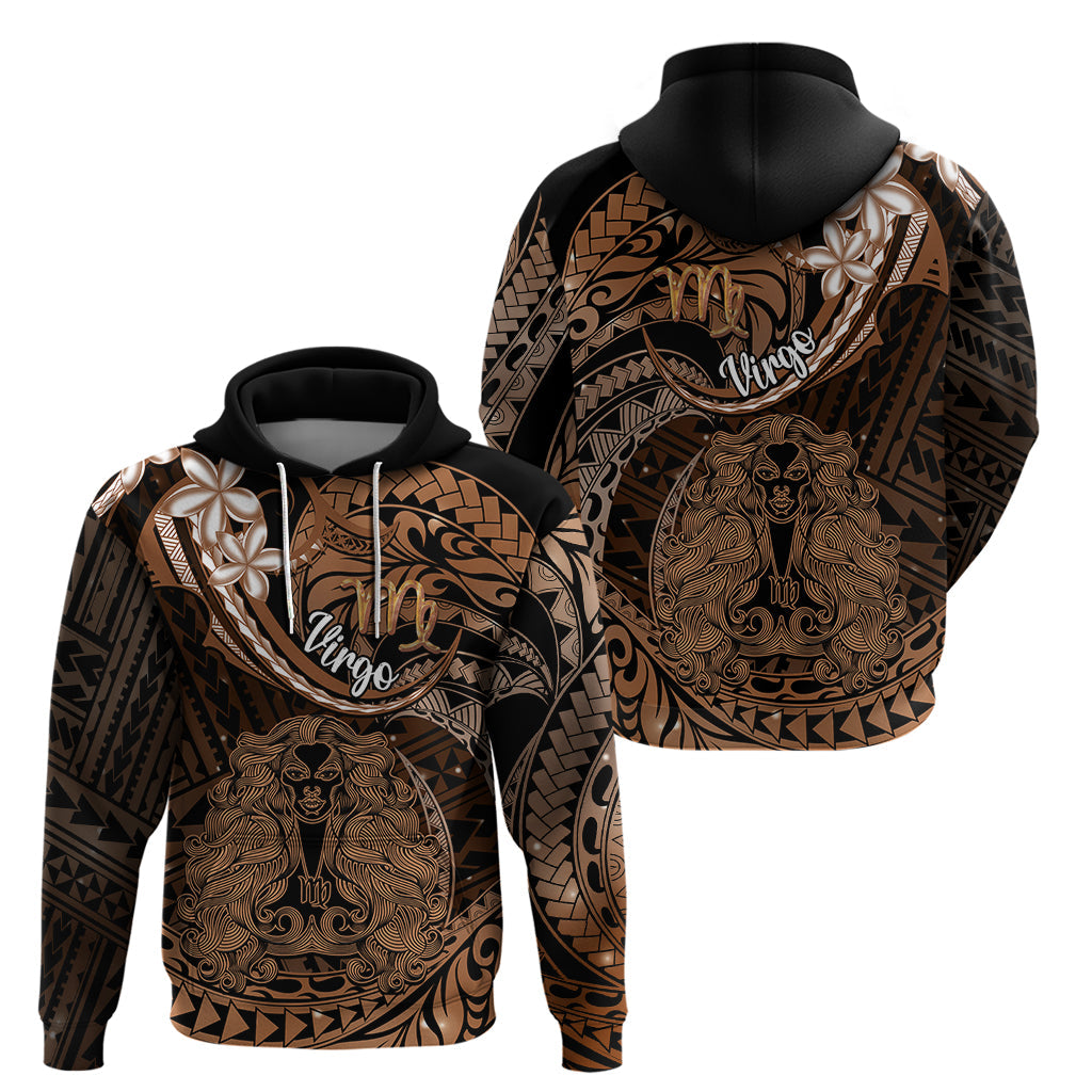 Polynesian Pride Virgo Zodiac Hoodie Astrological Sign Tribal Plumeria Brown Galaxy LT14