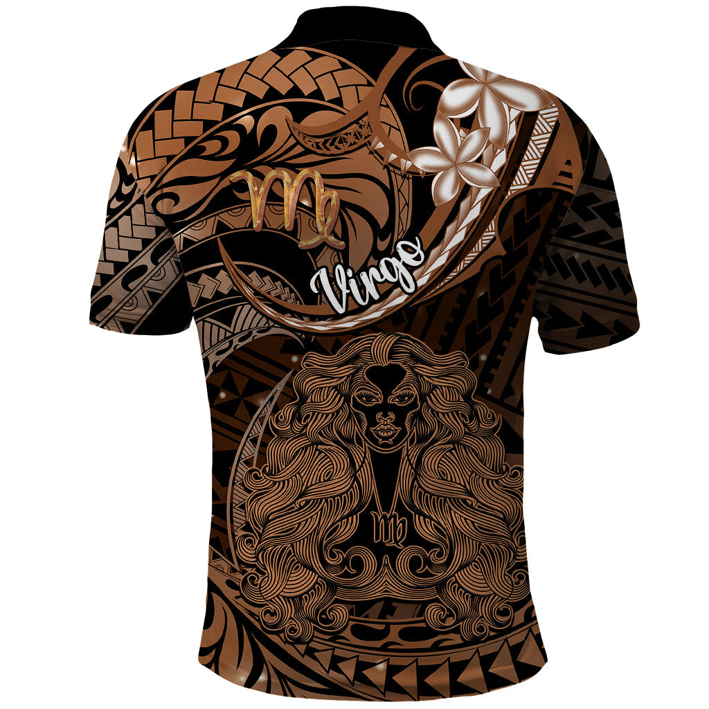 Polynesian Pride Virgo Zodiac Polo Shirt Astrological Sign Tribal Plumeria Brown Galaxy LT14